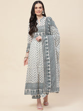 Floral Printed Cotton Kurta With Pants & Dupatta